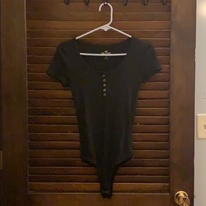 Black ribbed body suit